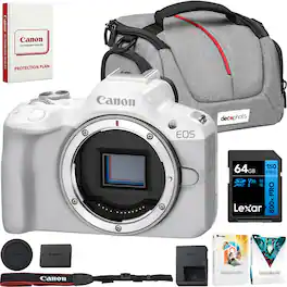 Canon - EOS R50 Mirrorless Camera Body Only (White) 5812C002 + Accessories Bundle