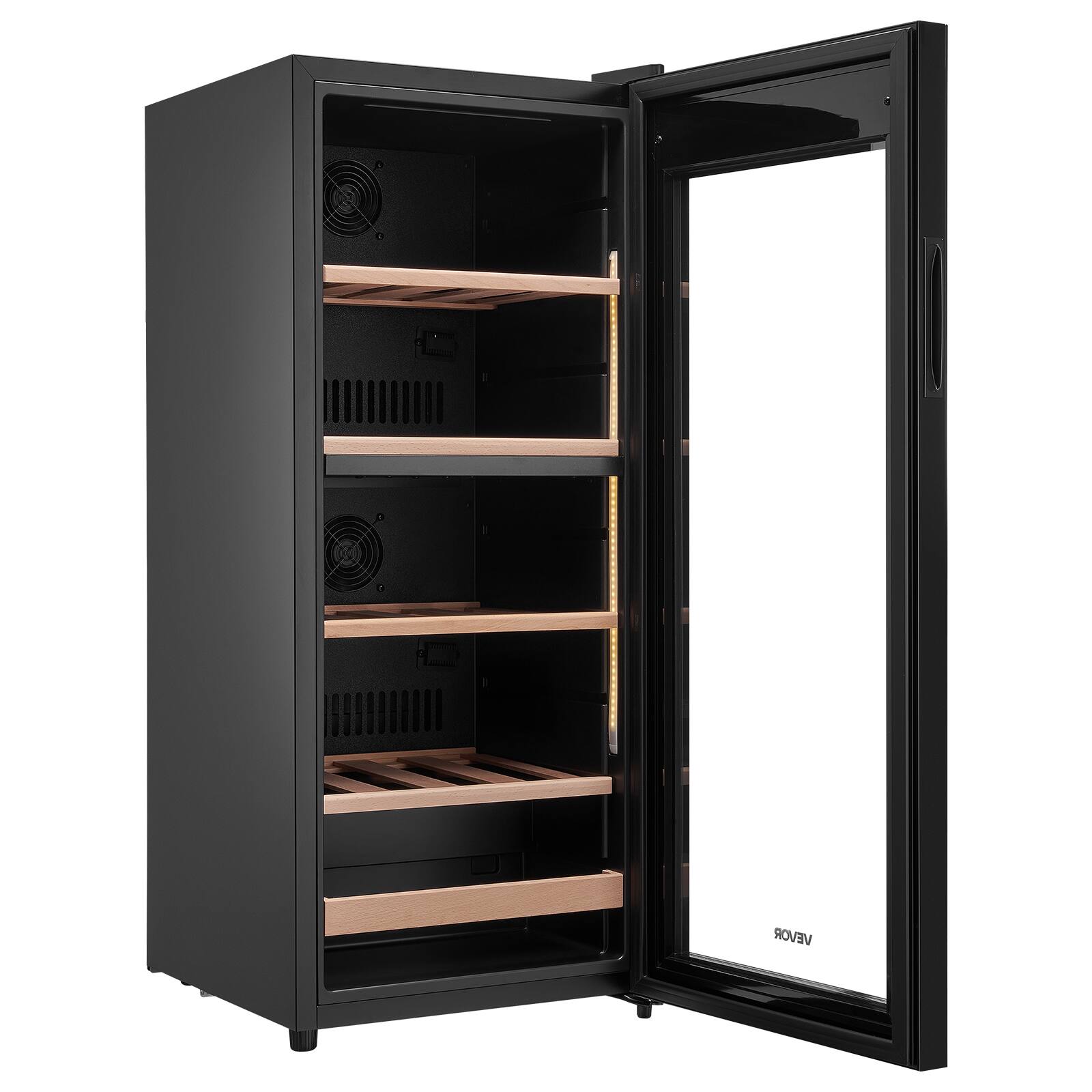 Alt View 5. VEVOR - 32 Bottle Wine Fridge, Freestanding Wine Cooler Refrigerator, Dual Zone Cooler, 41℉ to 65℉ Adjustable Temp Mini Cellar - Black.