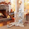 Front. Costway - Costway 5.4ft Halloween Skeleton Life Size Realistic Full Body Hanging w/ Movable Joints Advent Calendar - Grayish White.