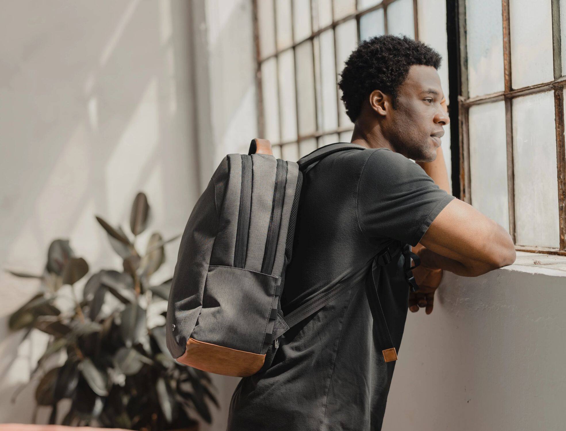 Alt View 6. PKG - Durham Outpost Recycled Backpack - Black / Gray.