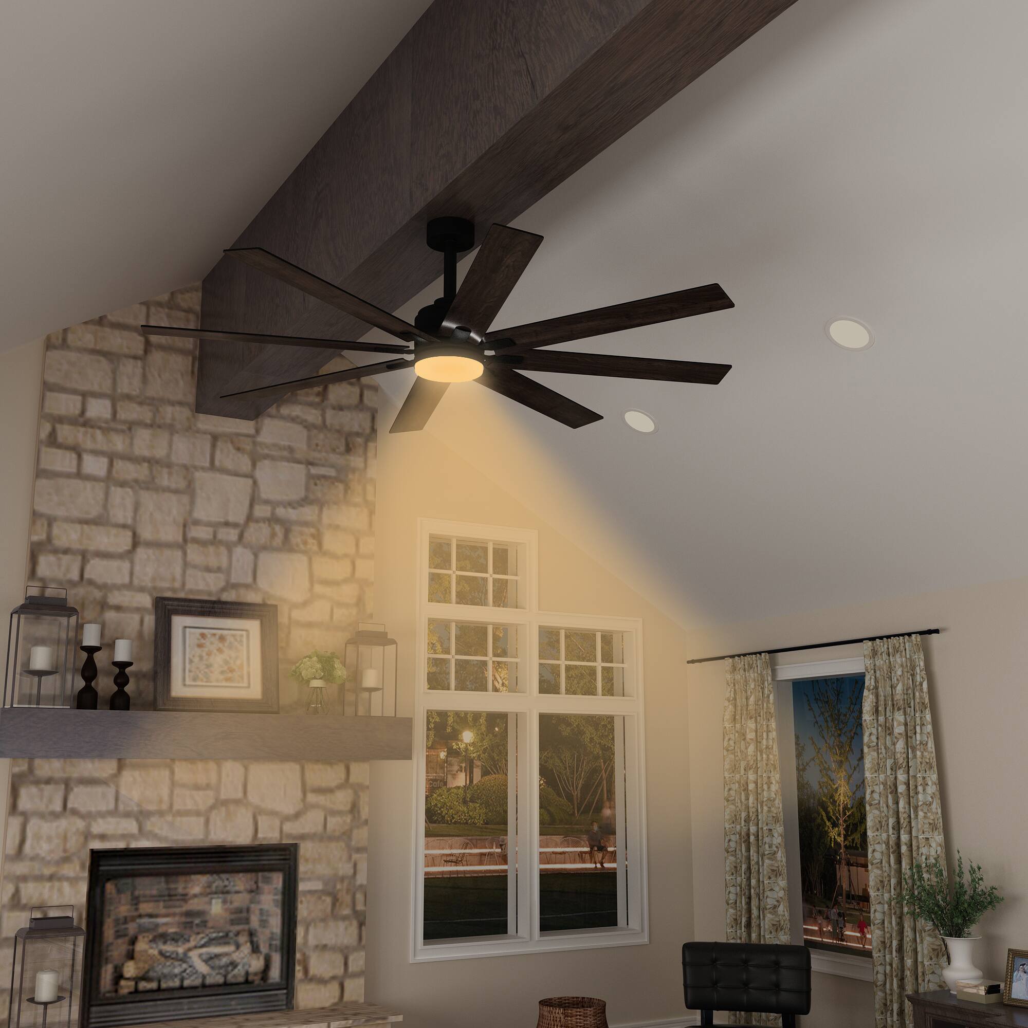 Alt View 4. Famapy - Famapy 8 - Blade Ceiling Fan: LED Light, Reversible & 6 - Speed Quiet - Black.
