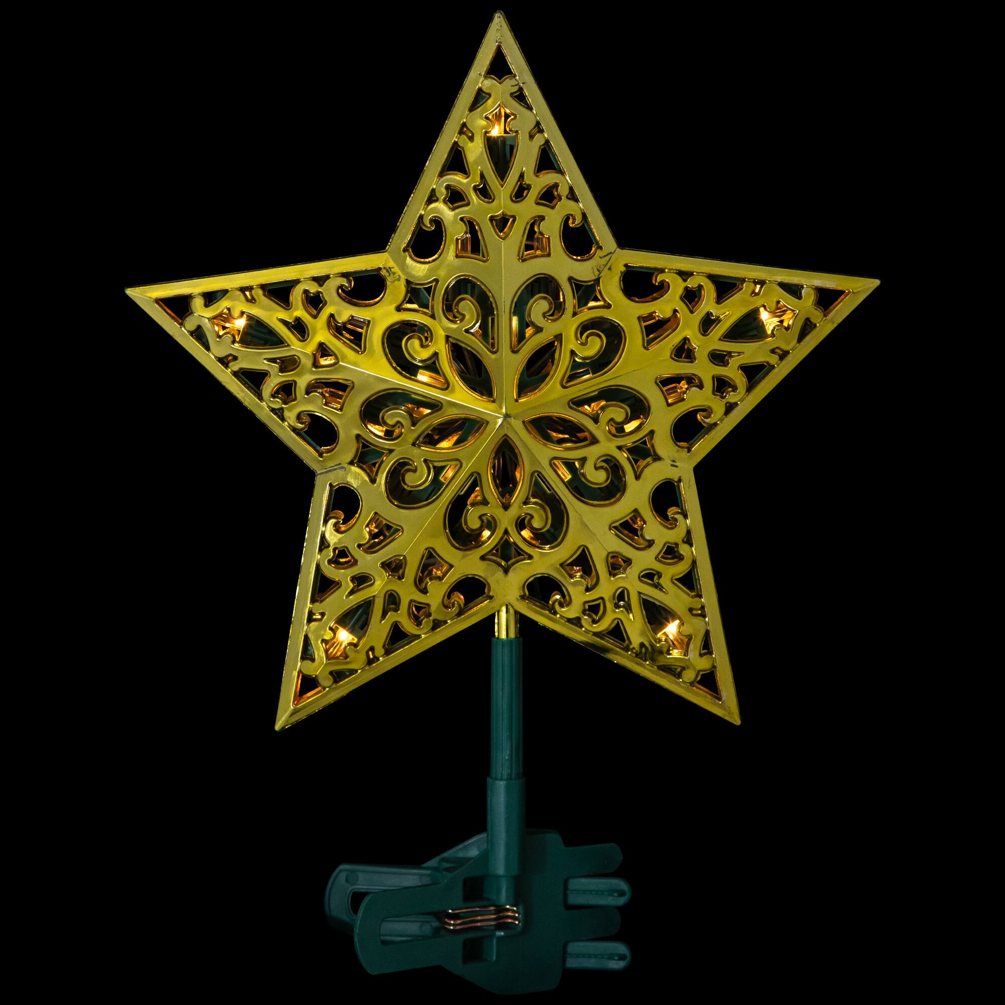 Front. Northlight - LED Lighted Star Christmas Tree Topper - 9.5" - Gold - Gold.