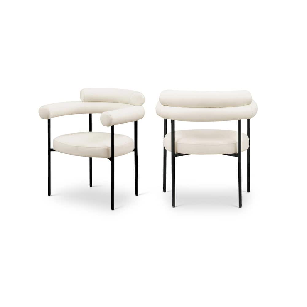 Meridian Furniture - Blake Cream Vegan Leather Dining Chair, Set of 2 - Beige