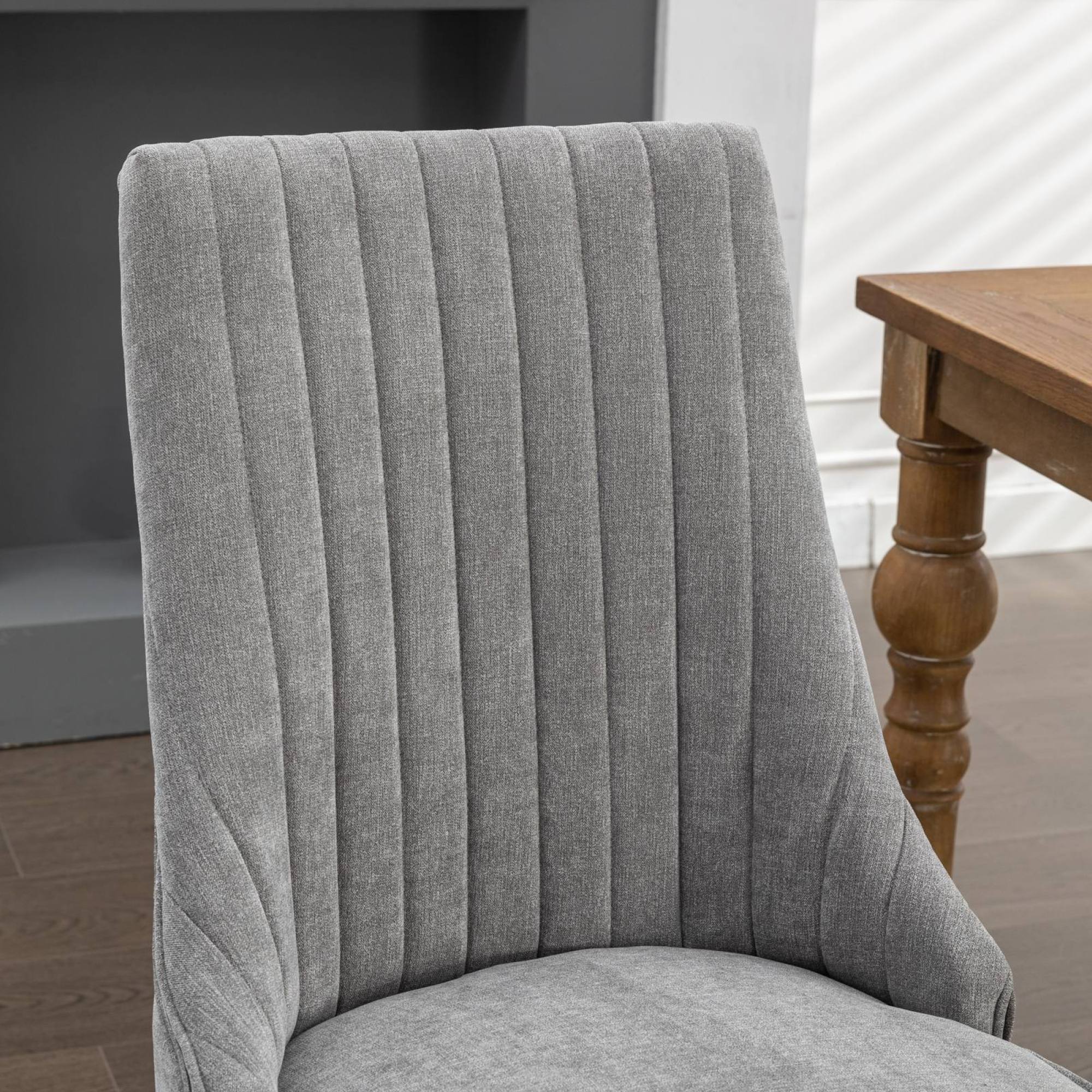 Alt View 5. GOODSILO - Elegant Upholstered Dining Chairs Set with High Backrest and Solid Wood Legs for Comfortable Seating - Gray.