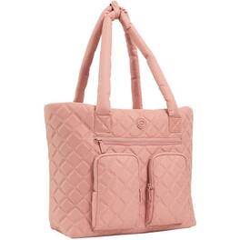 Joan & David - 21 Inch Diamond Quilted Puffer Nylon Travel Workbook Tote - Blush