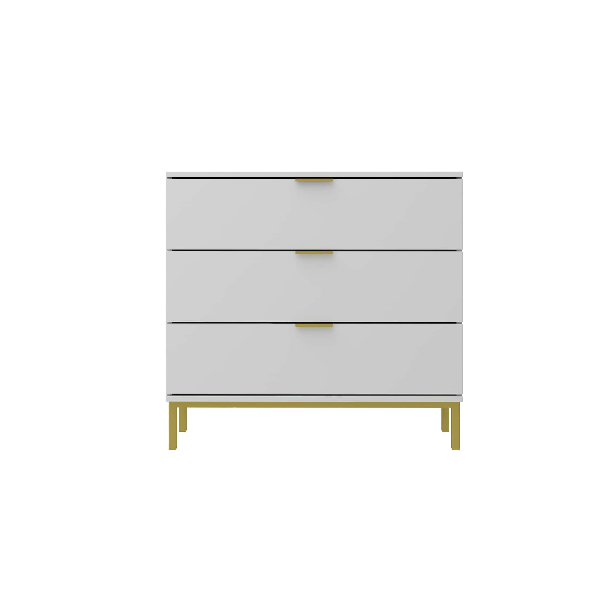 FUFU & GAGA - FUFU&GAGA 3 - Drawer Dresser with Gold Accents: Modern Storage for Stylish Spaces - White