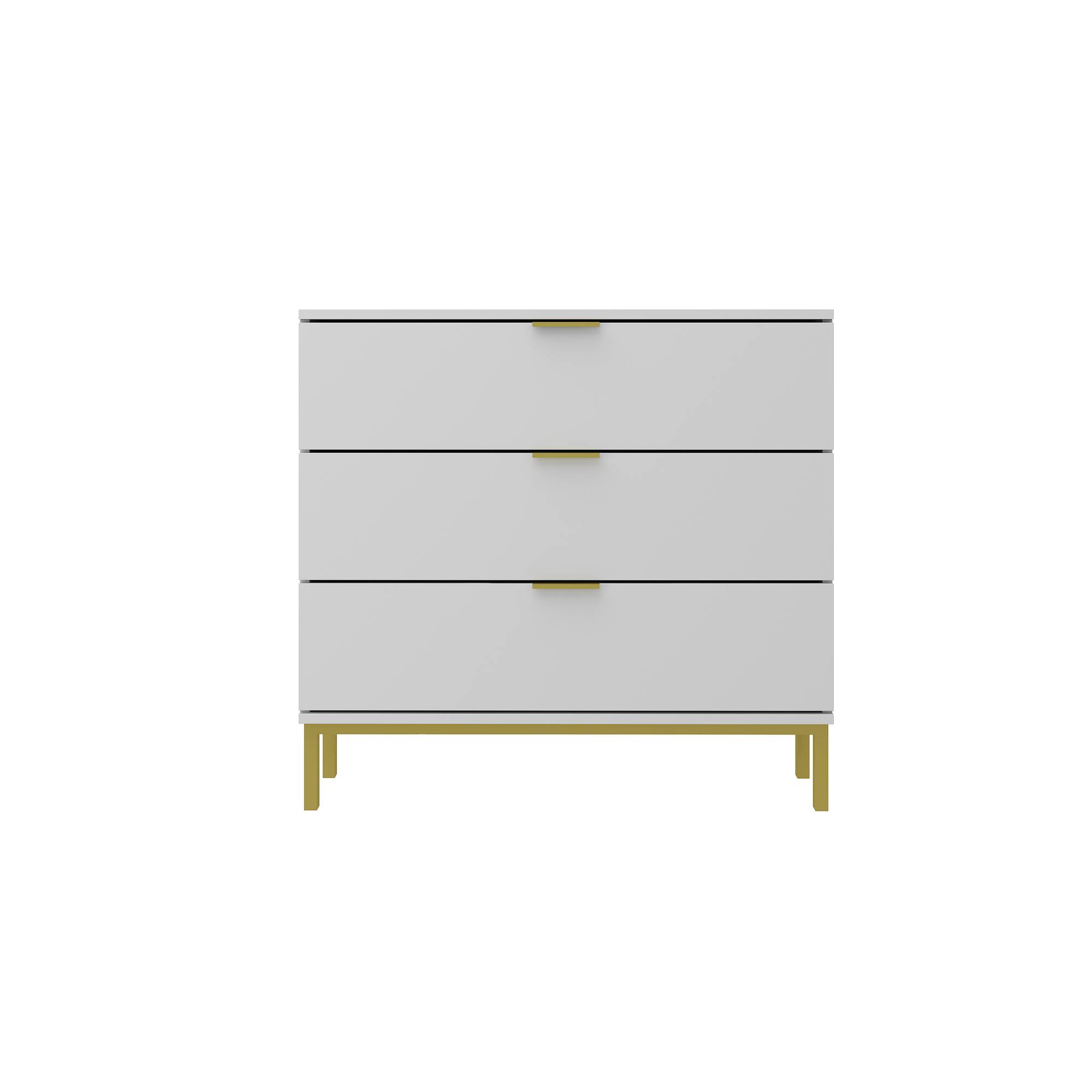 Front. FUFU & GAGA - FUFU&GAGA  3 - Drawer Dresser with Gold Accents: Modern Storage for Stylish Spaces - White.