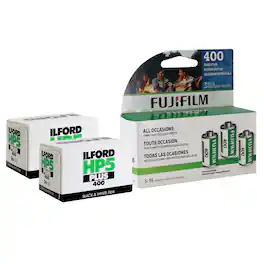 Fujifilm - 400 Color Negative Film, 3 Pack + 2x Ilford HP5 Plus B&W Negative Film - Multi