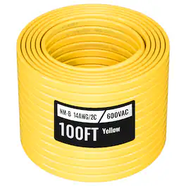 VEVOR - NM-B Wire, 14AWG/2C Non-Mettalic Residential Indoor Electrical Wire with Ground, PVC Sheathed High-Purity Copper Core - Yellow