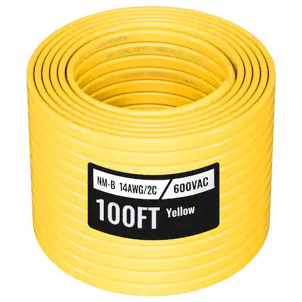 E350654 ELECTRIC ANGHSNIT CO k 27: INGBO TE NINGRO 0009 20 I THSHENE 0bmE7 NM-B 14AWG/2C 600VAC 100FT Yellow