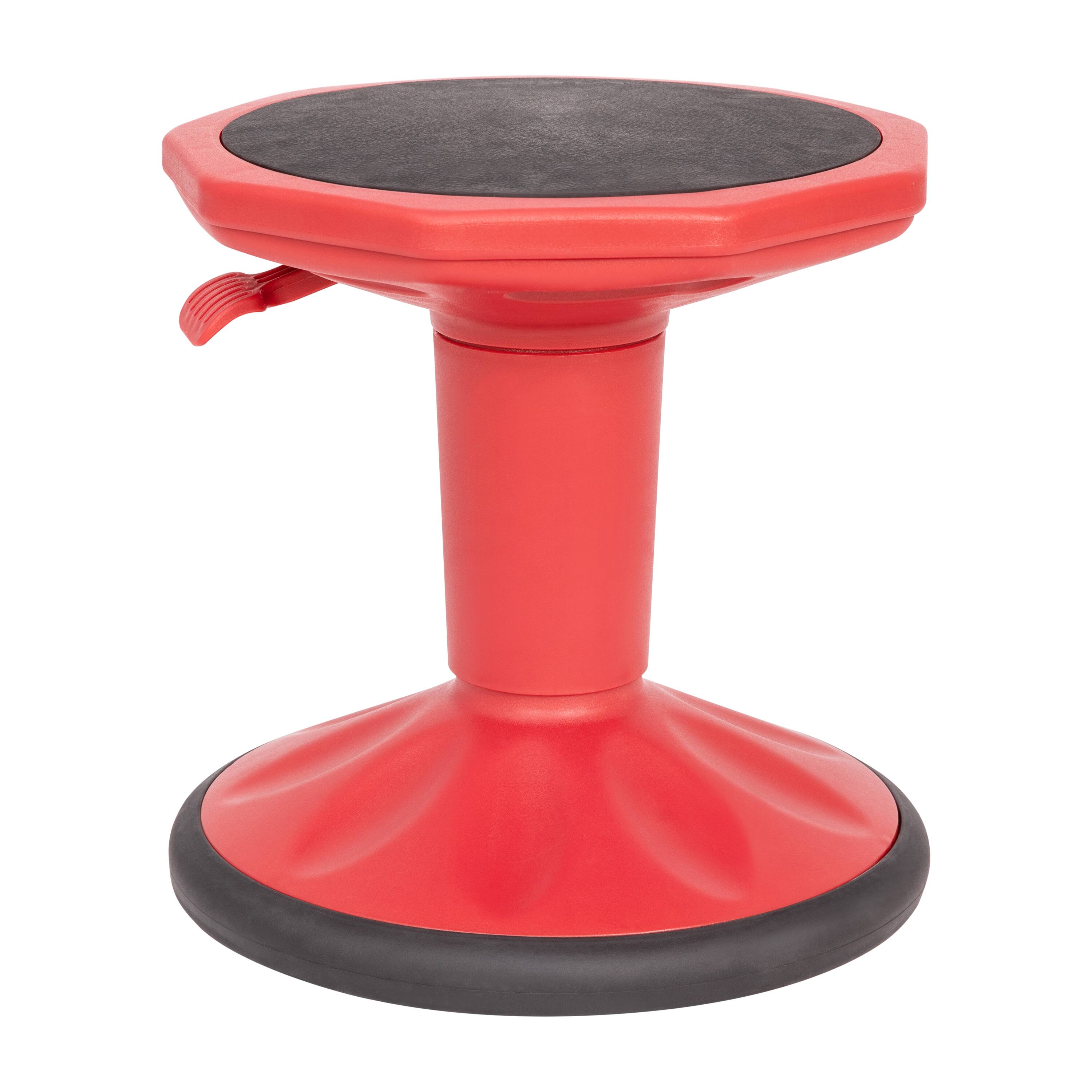 Front. Emma + Oliver - Saylor Height Adjustable Active Motion Stool for Kids with Weighted Rubber Non-Slip Bottom - Red.