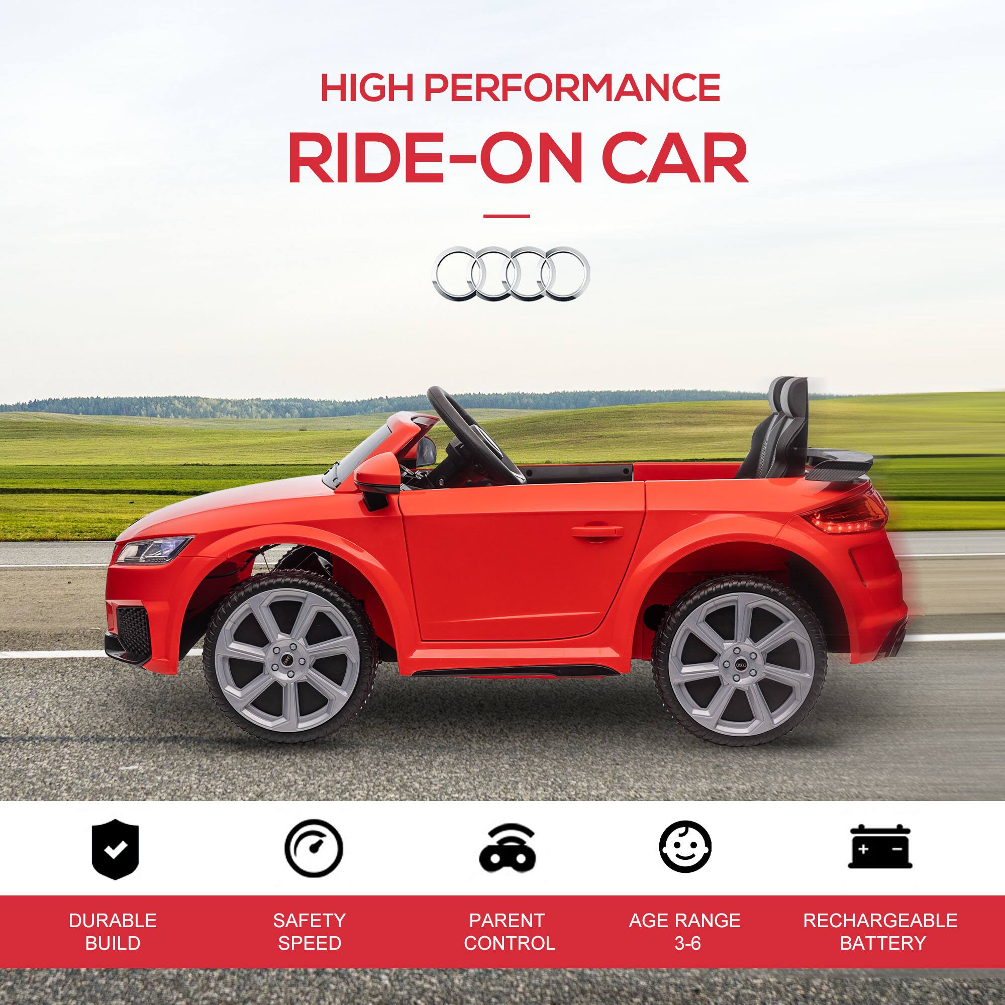 HIGH PERFORMANCE RIDE-ON CAR

- DURABLE BUILD
- SAFETY SPEED
- PARENT CONTROL
- AGE RANGE 3-6
- RECHARGEABLE BATTERY
