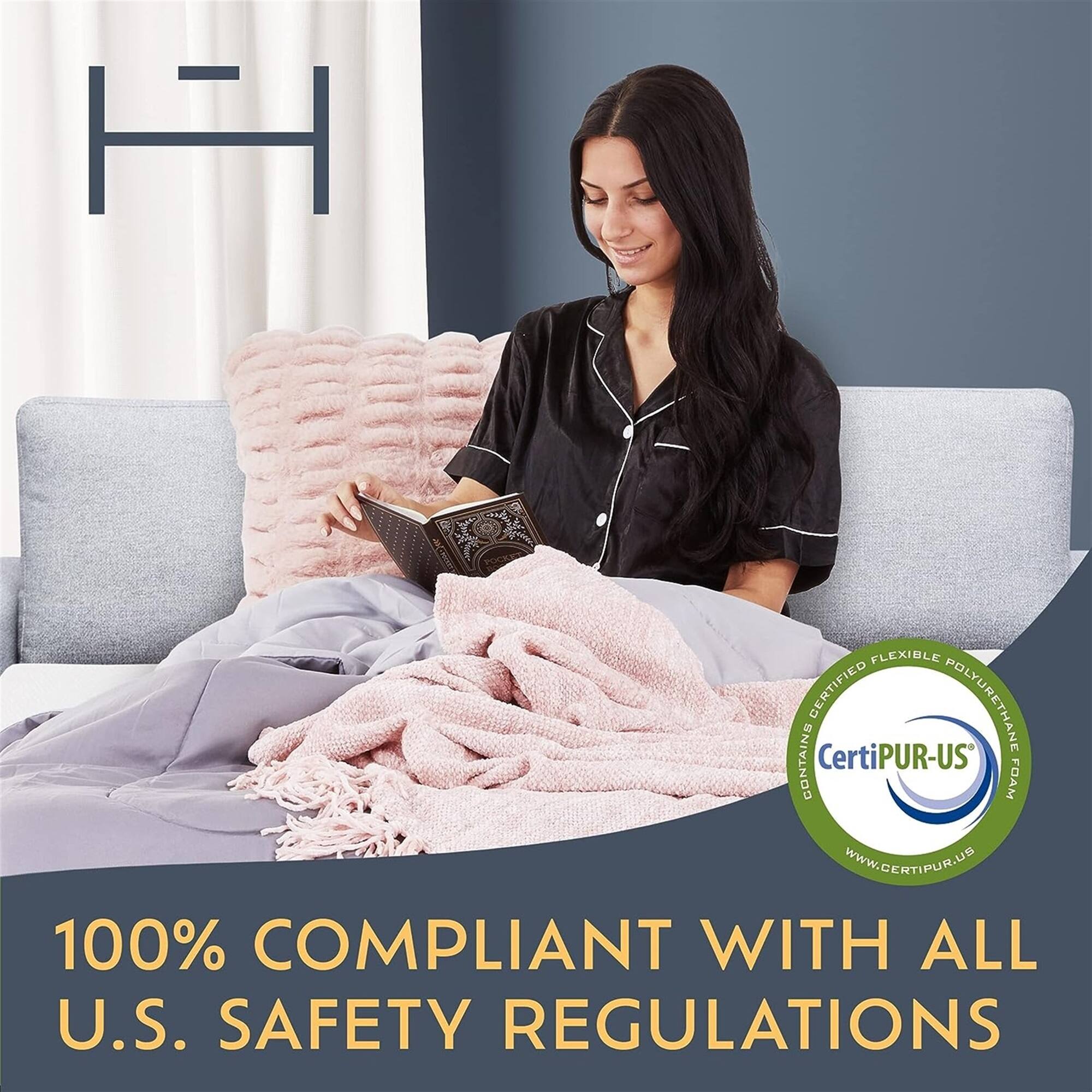 H FLEXIBLE CERTIFIED POLYURETHANE FOAM CertiPUR-US WWW.CERTIPUR.US 100% COMPLIANT WITH ALL U.S. SAFETY REGULATIONS