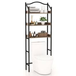 Costway - 3-Tier Over-The-Toilet Bathroom Spacesaver Storage Rack Standing Shelf Organizer Black - Black