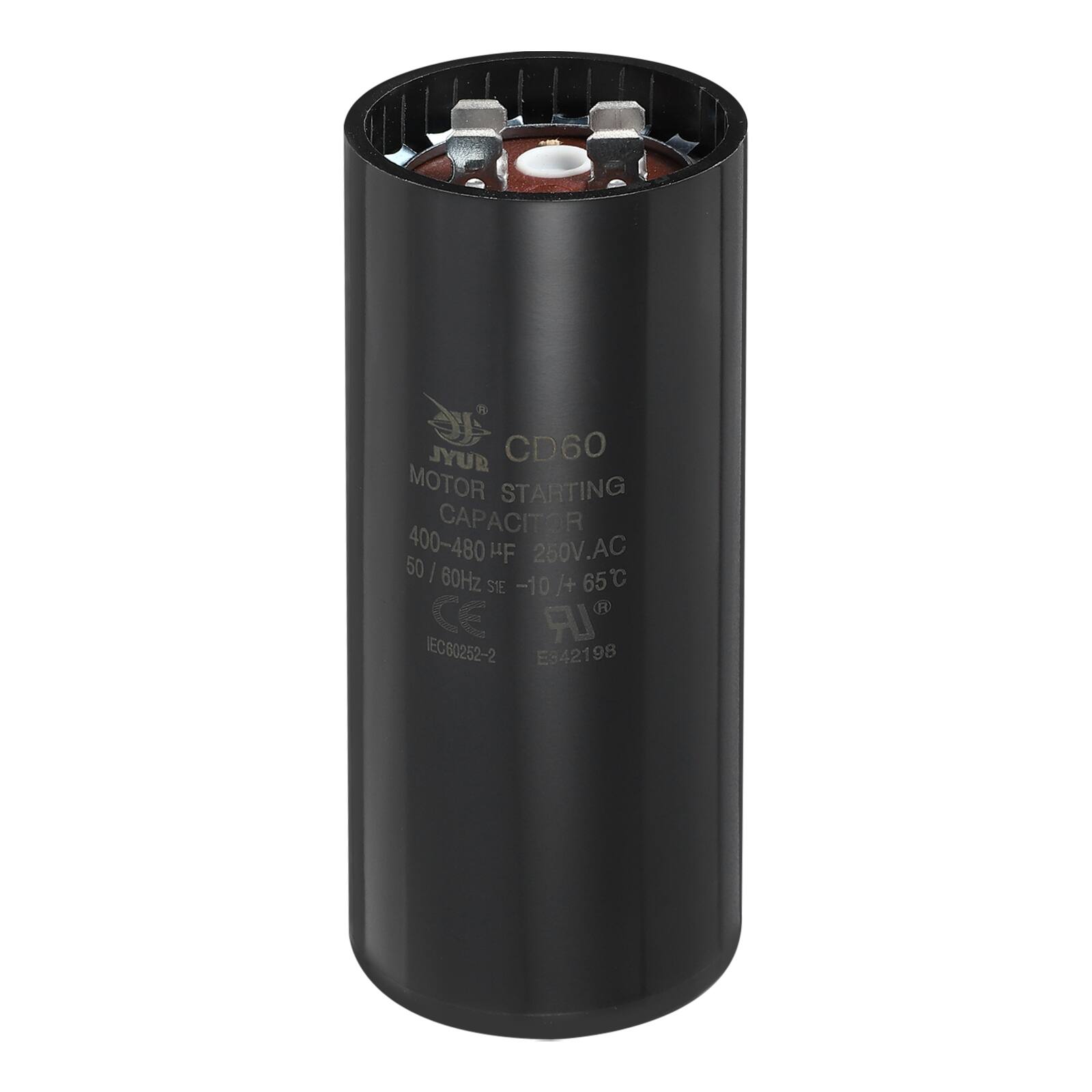 JYUR CD60 MOTOR STARTING CAPACITOR 400-480 µF 250V AC 50/60Hz S1E -10/+65°C CE IEC60252-2 E942198 E84