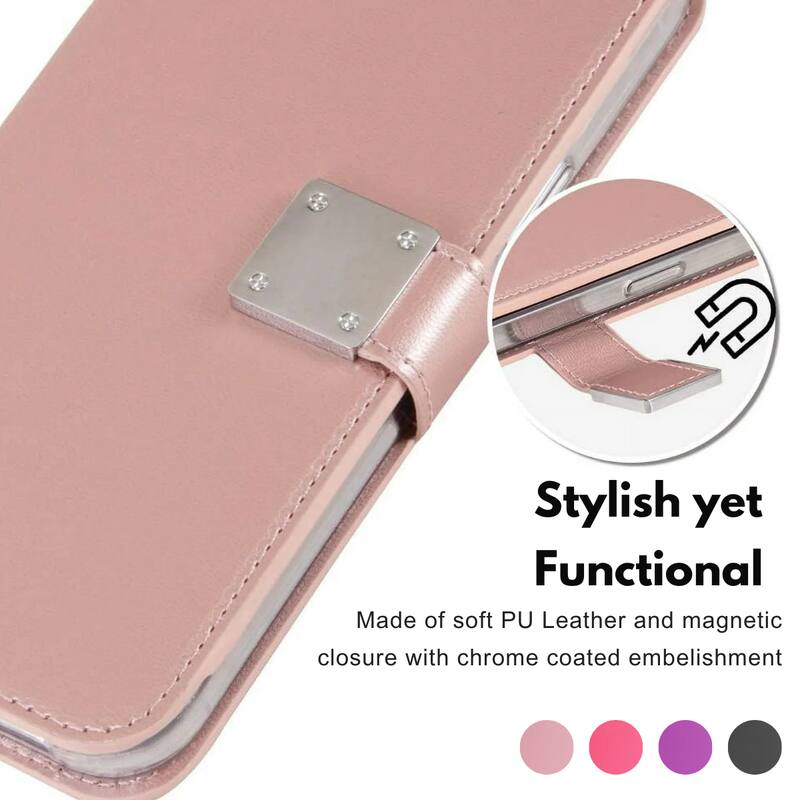 Stylish yet Functional

Made of soft PU Leather and magnetic closure with chrome coated embellishment