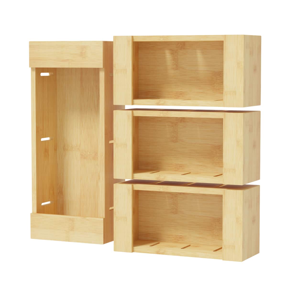 Tooloton - Bamboo Drawer Organizer for Gallon, Quart, Sandwich and Snack Bags, 4-Pack - Natural