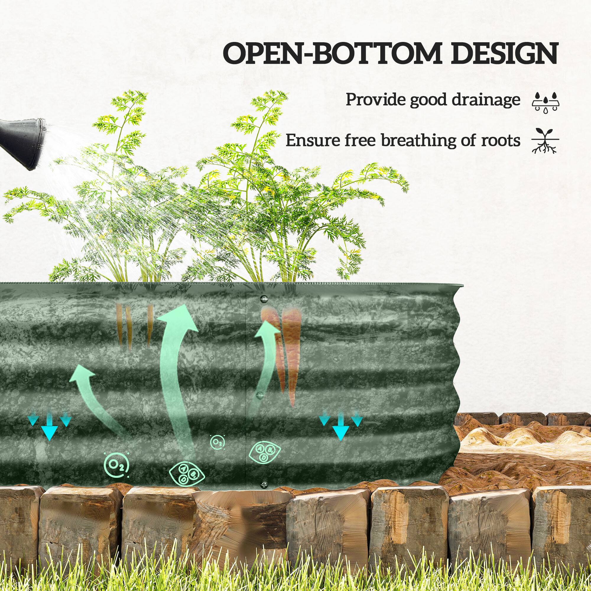 OPEN-BOTTOM DESIGN  
Provide good drainage  
Ensure free breathing of roots