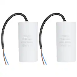 Unique Bargains - 2pcs 50uF CBB60 Run Capacitor, AC 450V 2 Wires 50/60Hz Cylinder 102x50mm for Air Compressor, Water Pump - White
