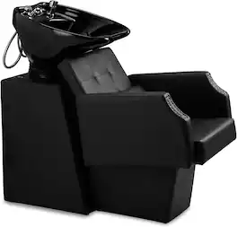 Winado - Salon Shampoo Backwash Chair with Adjustable Tilting Shampoo Bowl and Neck Rest Cushion for Barbershop Beauty Spa Tattoo - Black