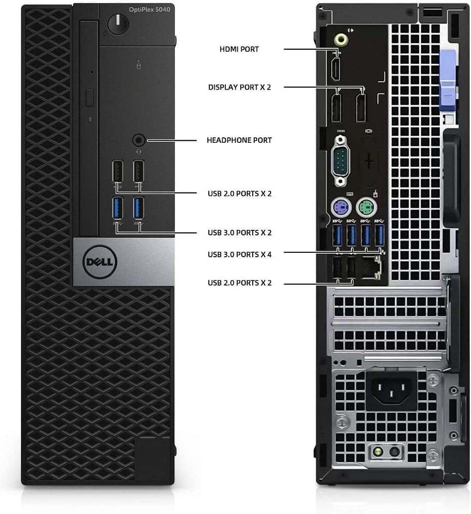 OptiPlex 5040  
- HDMI PORT  
- DISPLAY PORT x 2  
- HEADPHONE PORT  
- USB 2.0 PORTS x 2  
- USB 3.0 PORTS x 2  
- DELL USB 3.0 PORTS x 4  
- USB 2.0 PORTS x 2