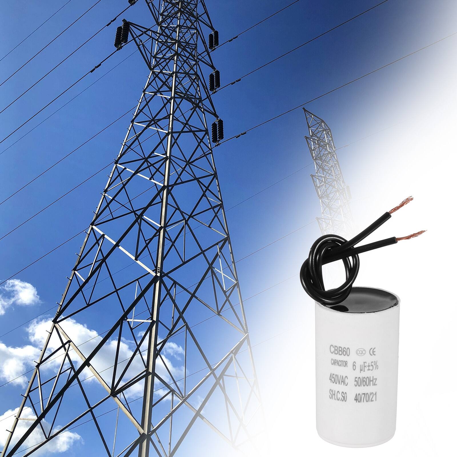 CBB60 xX CE CAPACITOR 6 µF±5% 450VAC 50/60Hz SH.C.SO 40/70/21