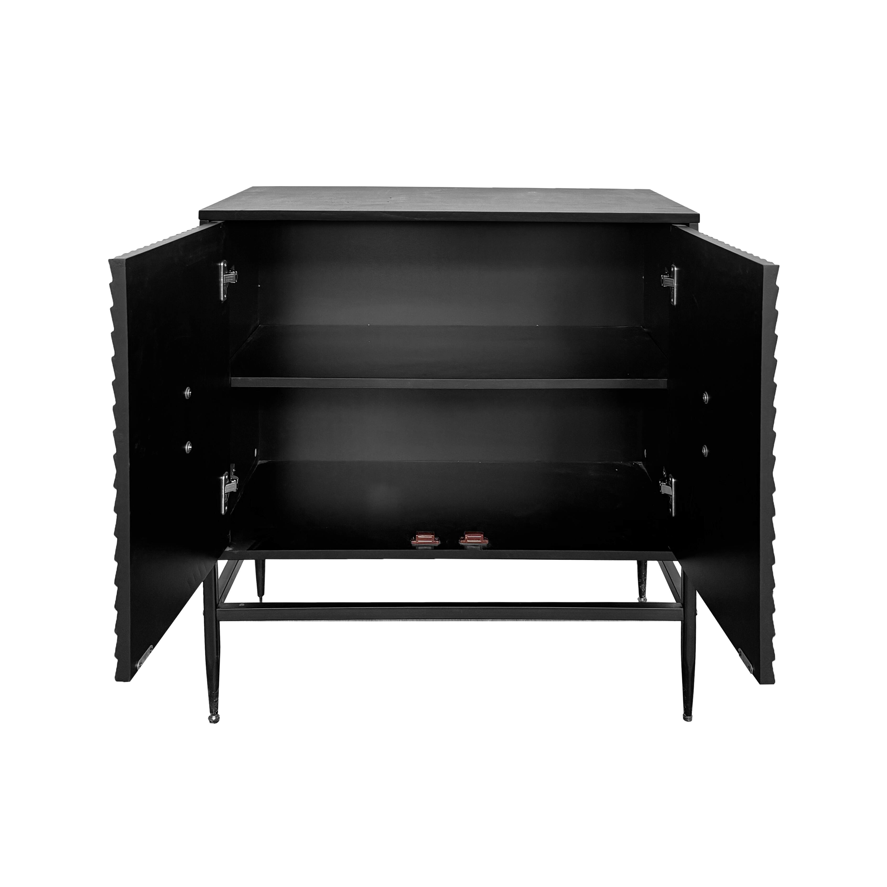 Alt View 9. Loheer - Loheer 31.5-Inch Modern Black Accent Cabinet Two Door Wooden Storage Cabinet with Metal Legs for Living Room - Black.
