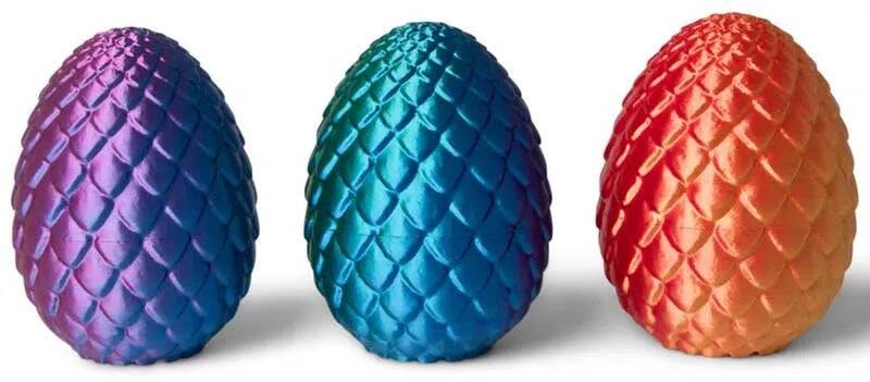 Alt View 1. One For Fun - Giant 3D Printed Dragon Egg with Articulated Dragon Figure, Fantasy Collectible Toy - Multicolor.