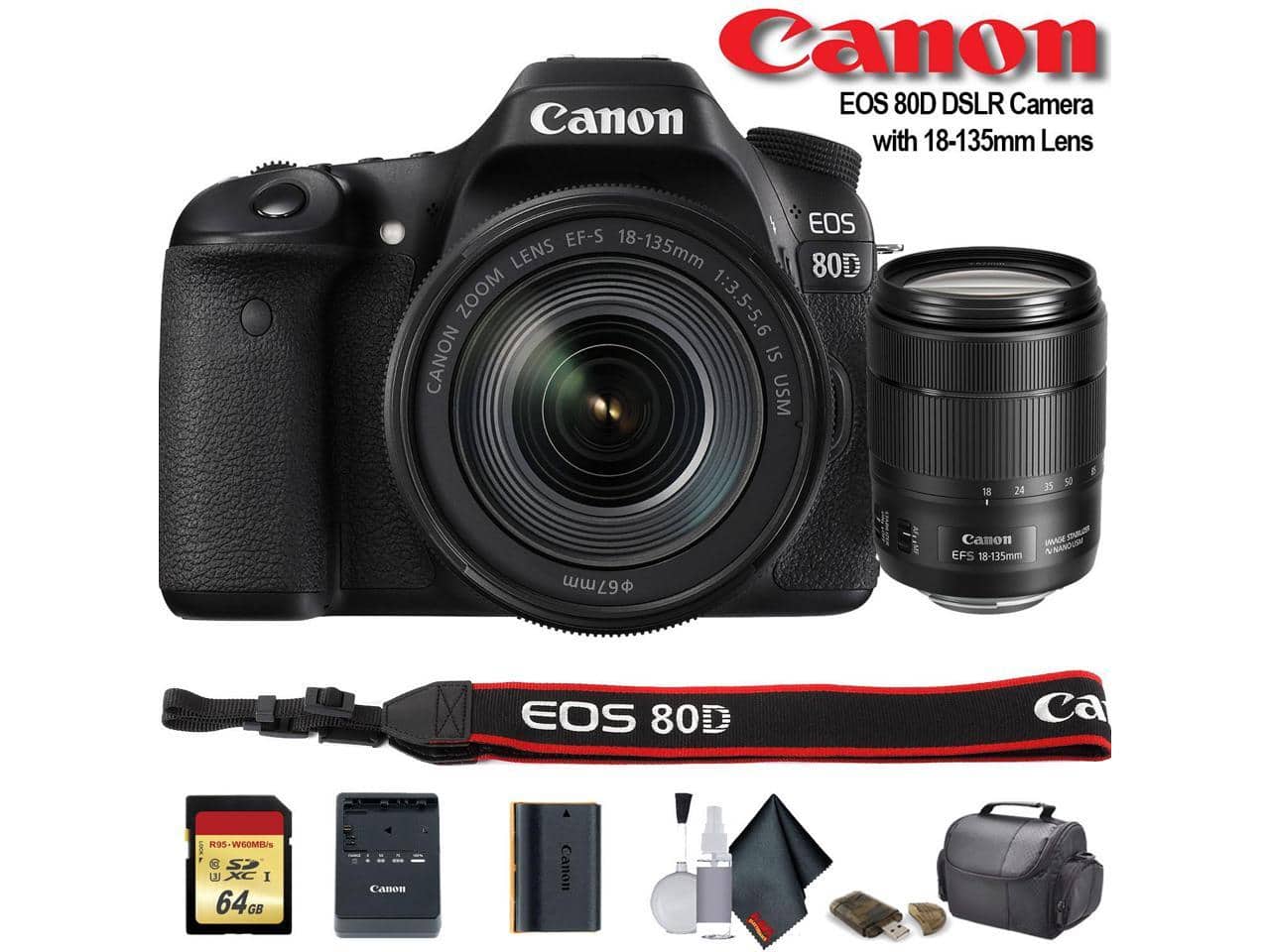 Canon - EOS 80D DSLR Camera with 18-135mm Lens (1263C006) - Starter Bundle