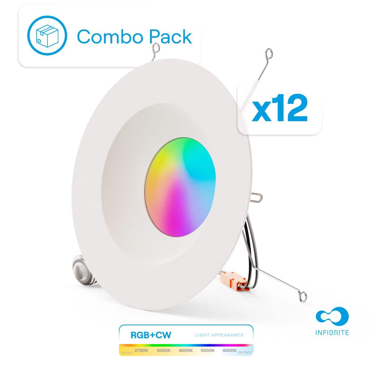 Infibrite - 6 In. WiFi Smart 12W 1100LM Thin Recessed Retrofit LED Sleek Series Light Kit/Google, Wet Rated (12 Pack) - White price history on PriceWatchPro