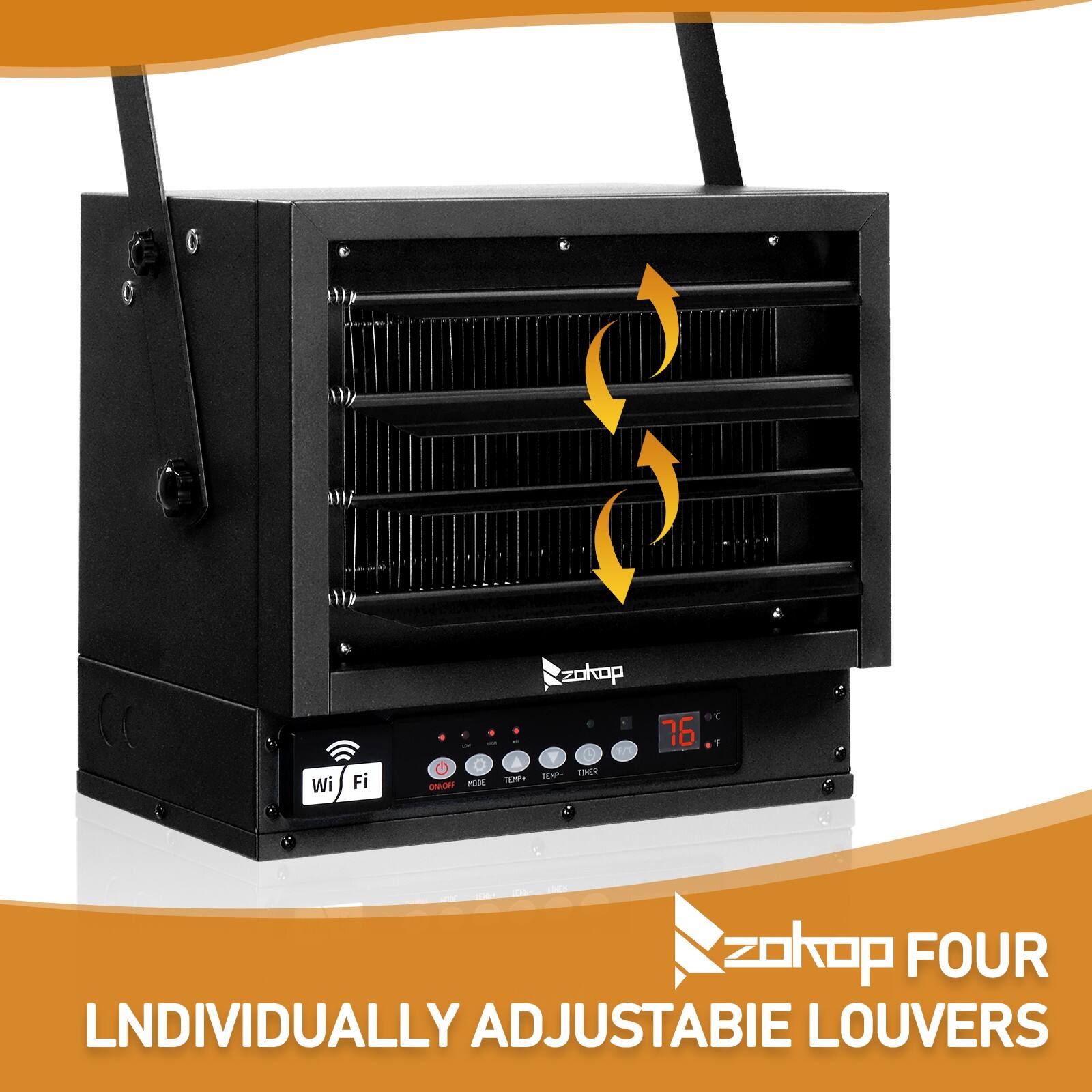 Wi-Fi ON/OFF  
TEMP  
76°F  
zokop FOUR  
INDIVIDUALLY ADJUSTABLE LOUVERS