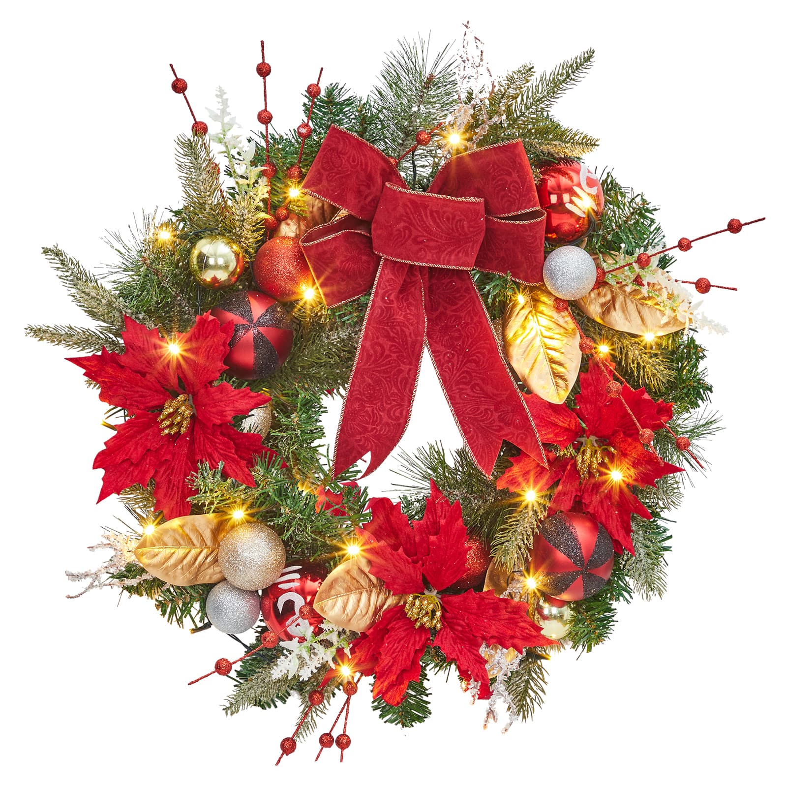 Jojoka - 24 Inch Christmas Wreath for Grand Entryway and Entrance Displays - Green