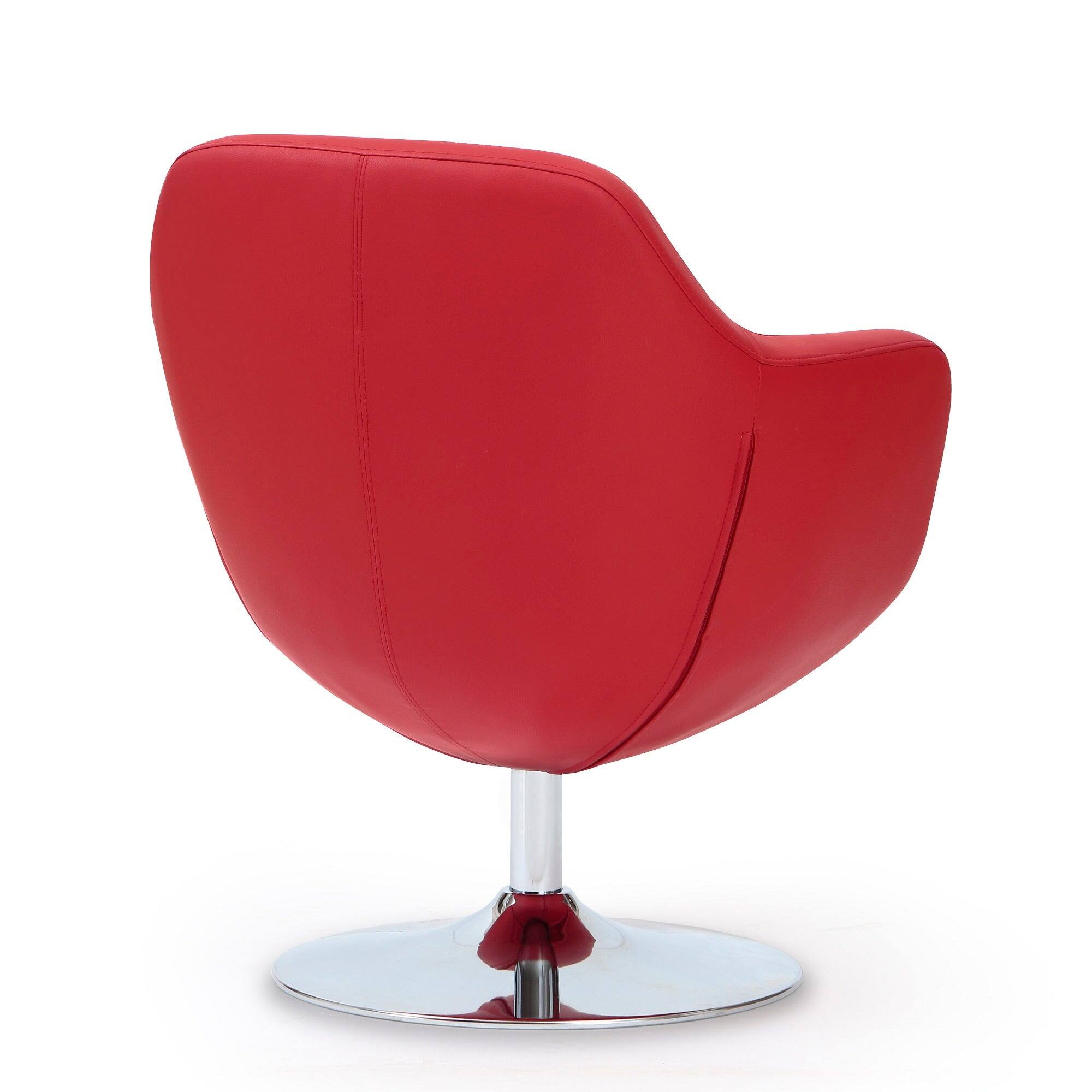 Alt View 3. Manhattan Comfort - Caisson Modern Upholstered Swivel Lounge Chair - Set of 2 - Red.