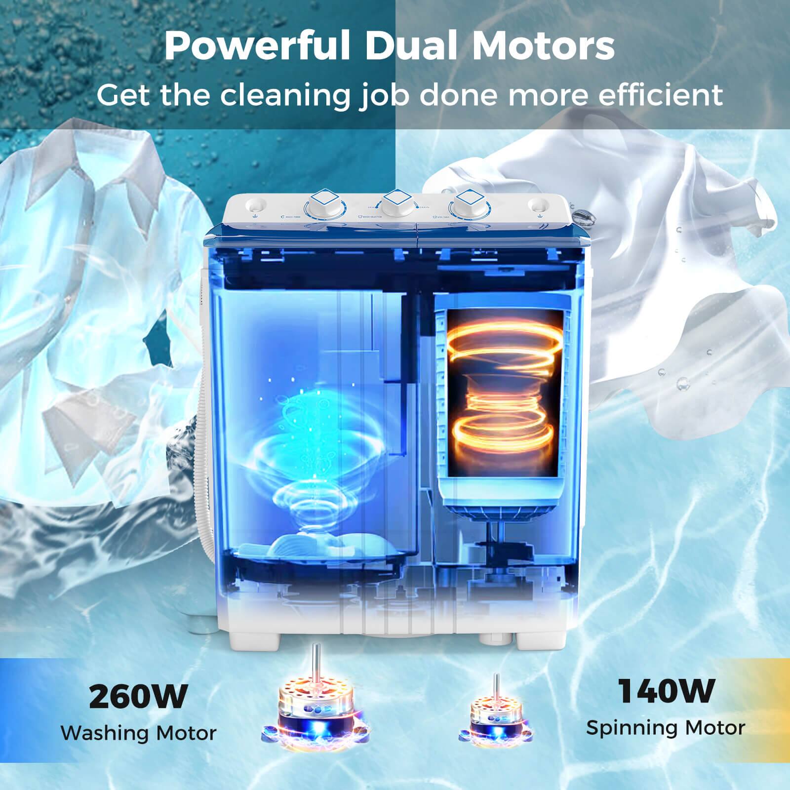 Powerful Dual Motors  
Get the cleaning job done more efficient  

260W  
Washing Motor  

140W  
Spinning Motor