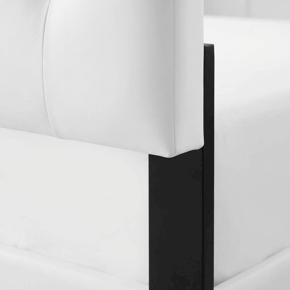 Alt View 1. FurniFact - Upholstered Vinyl Twin Headboard with Durable Finish and Sleek Design - White.