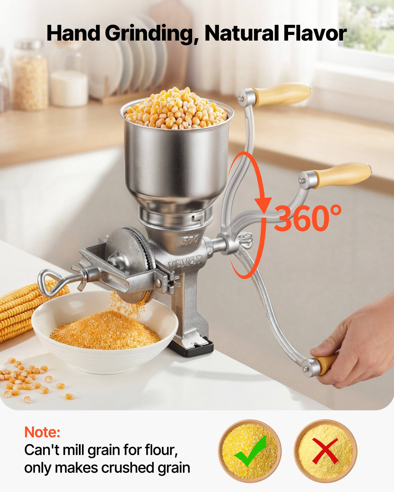 Hand Grinding, Natural Flavor

360°

Note: Can't mill grain for flour, only makes crushed grain