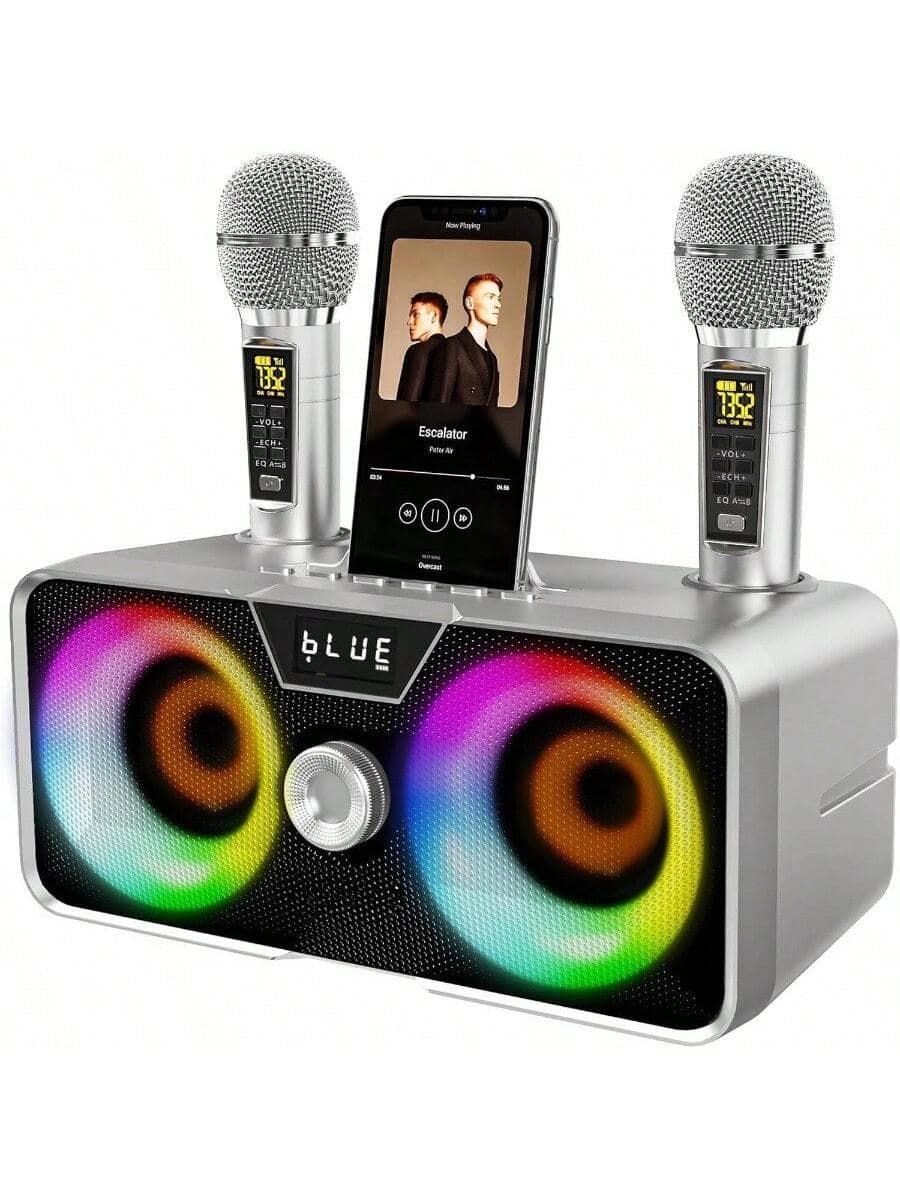 The Best Inks - Enhanced Sound Quality Professional Speaker Karaoke with Party, Wireless, Lights - Red - For Adults, Gifts - Gray