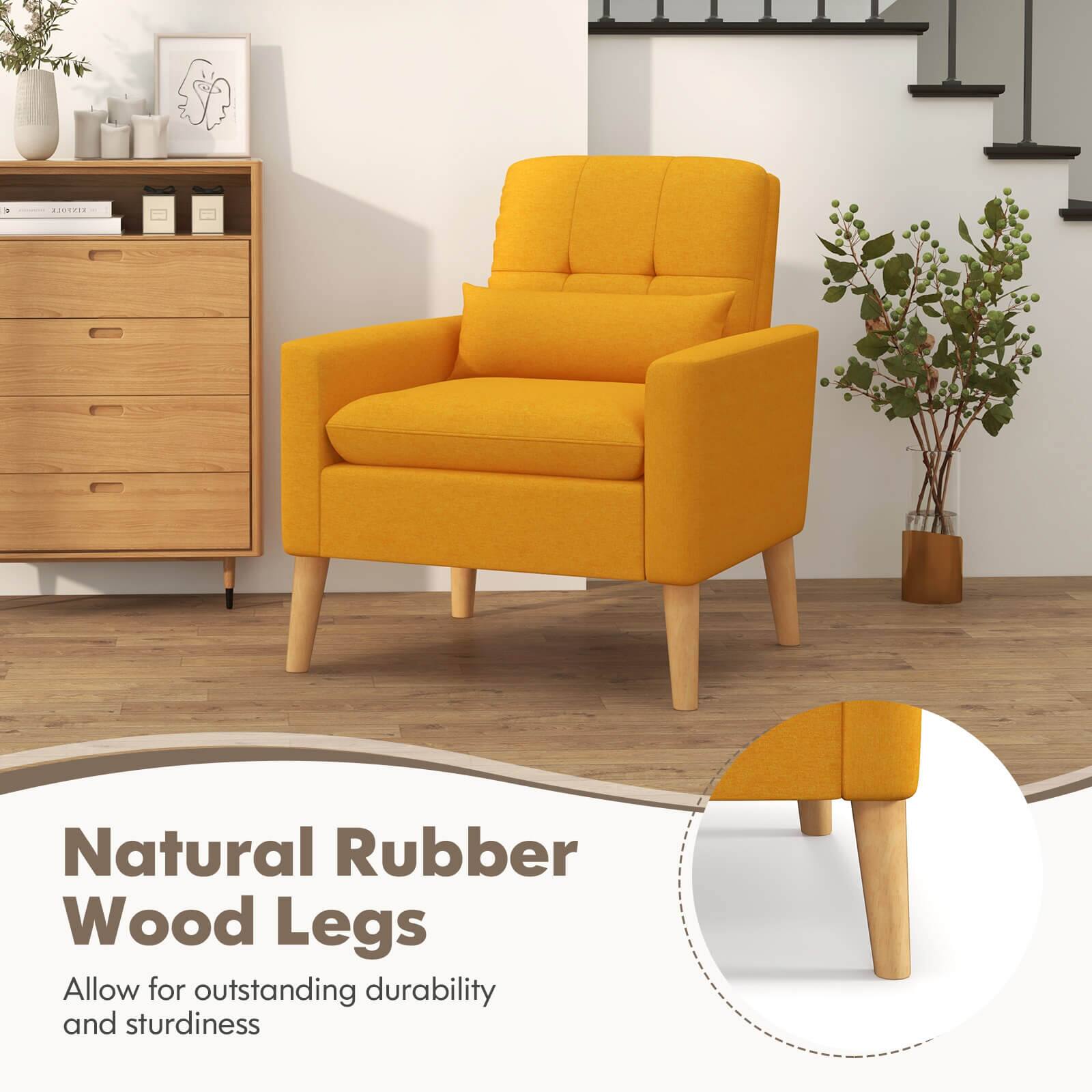 "Natural Rubber Wood Legs allow for outstanding durability and sturdiness."