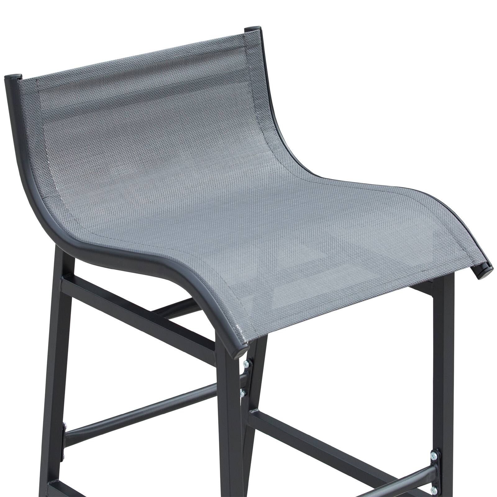 Alt View 4. Outsunny - 3 Piece Bar Height Outdoor Bistro Set for 2, Round Patio Pub Table 2 Bar Chairs with Comfortable Design & Strong Build - Charcoal Gray.