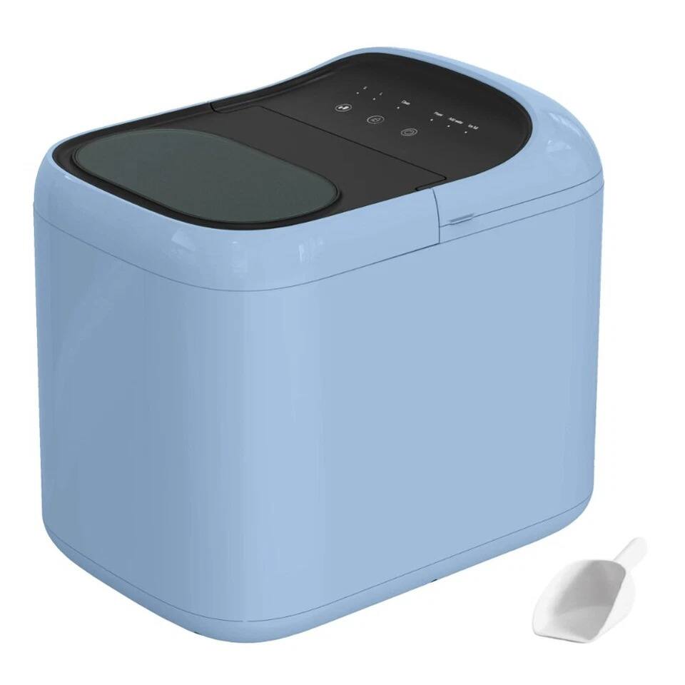 Left. Stock Preferred - Countertop Ice Maker, 33 lb per 24 h, Bullet Ice, Basket and Scoop - Blue - Blue.