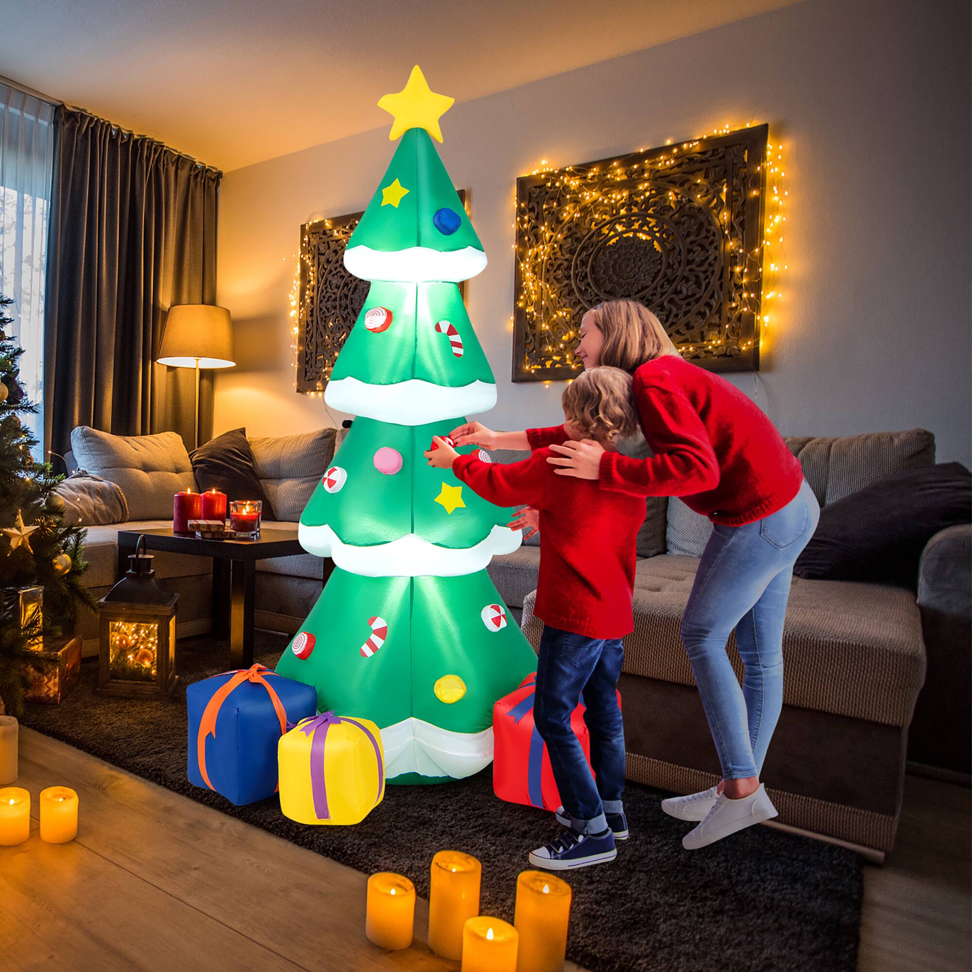 Alt View 3. Gymax - Gymax 6FT Tall Inflatable Blow up Christmas Tree Holiday Decor Tree w/ LED Lights - Green.