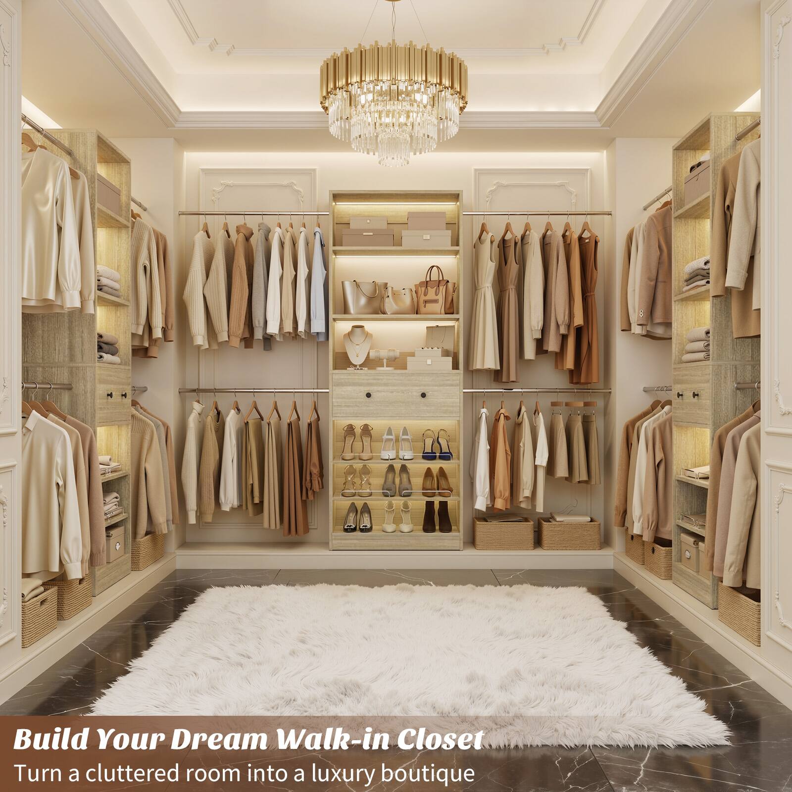Build Your Dream Walk-in Closet  
Turn a cluttered room into a luxury boutique