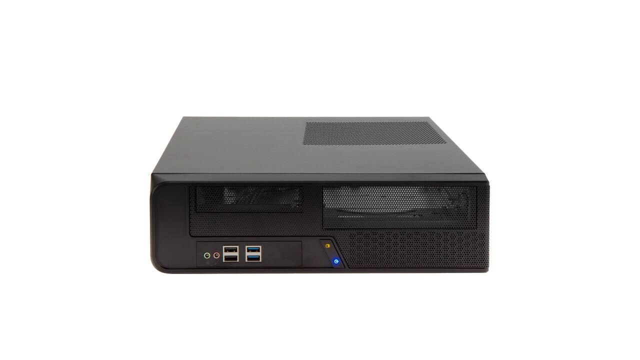 Alt View 1. In Win - BL040 Slim Micro-ATX Mini-ITX Small Form Factor Desktop with 450W TFX Power Supply Pre-Installed, 11.5L, USB 3.0 Ports - Black.