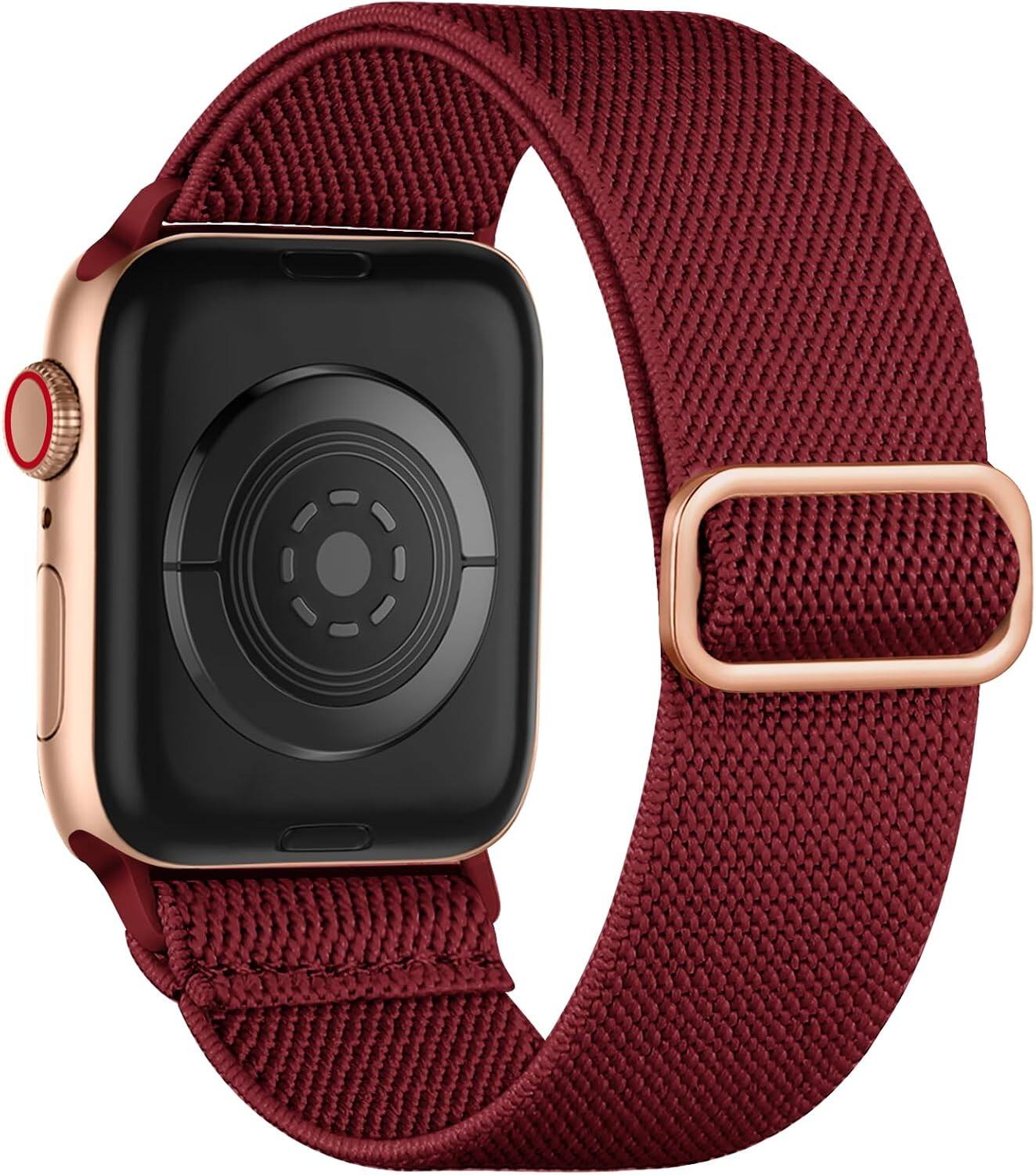 Front. Core Tech - Stretchy Solo Loop Watch Band for Apple Watch 42/44/45/46/49mm - Red.