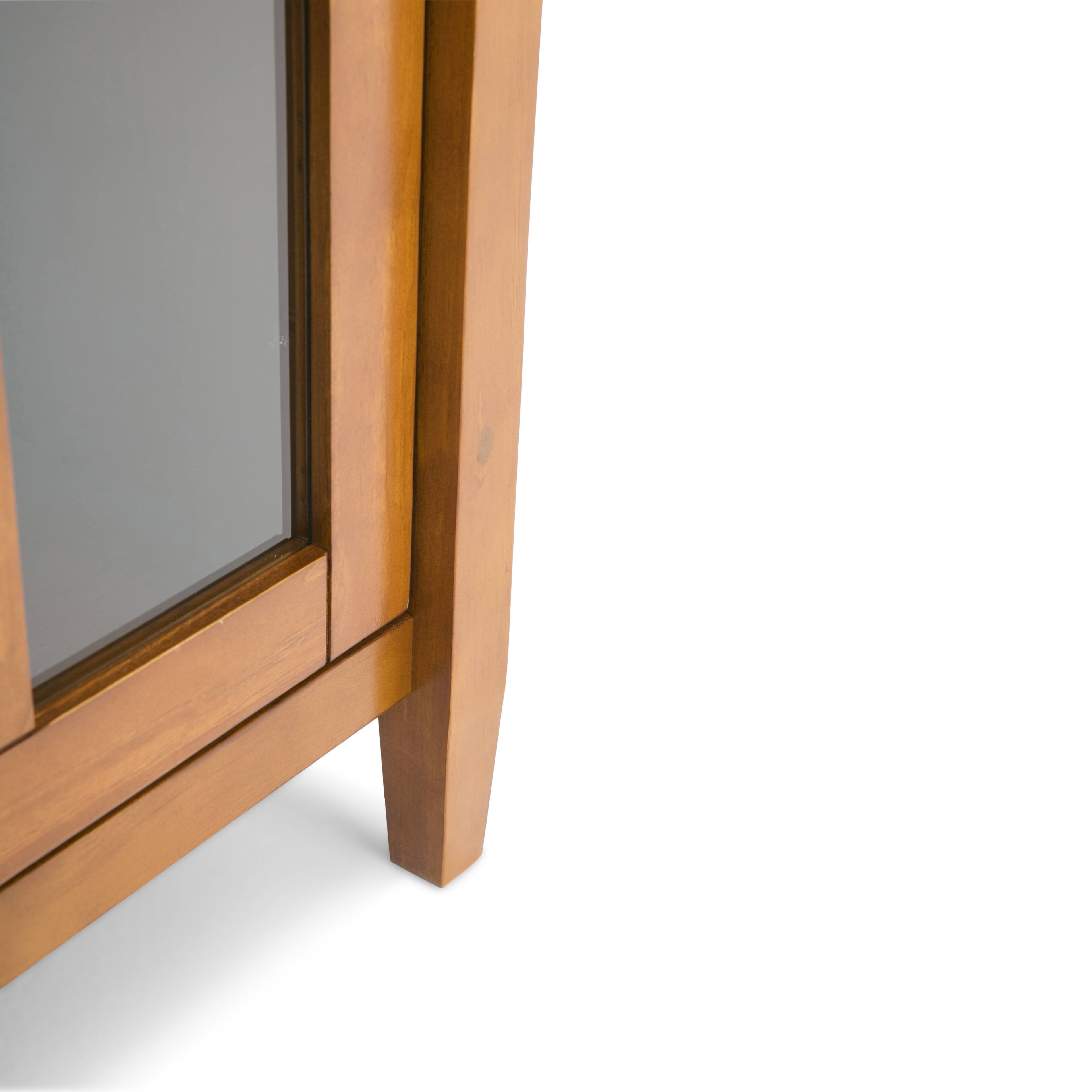Alt View 11. Simpli Home - Warm Shaker Solid Wood 32 inch Wide Transitional Low Storage Cabinet - Light Golden Brown.