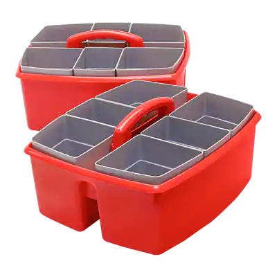 Front. Storex - Storex Large Caddy with Sorting Cups, Red, 2 Pack (00981U02C) - Red.