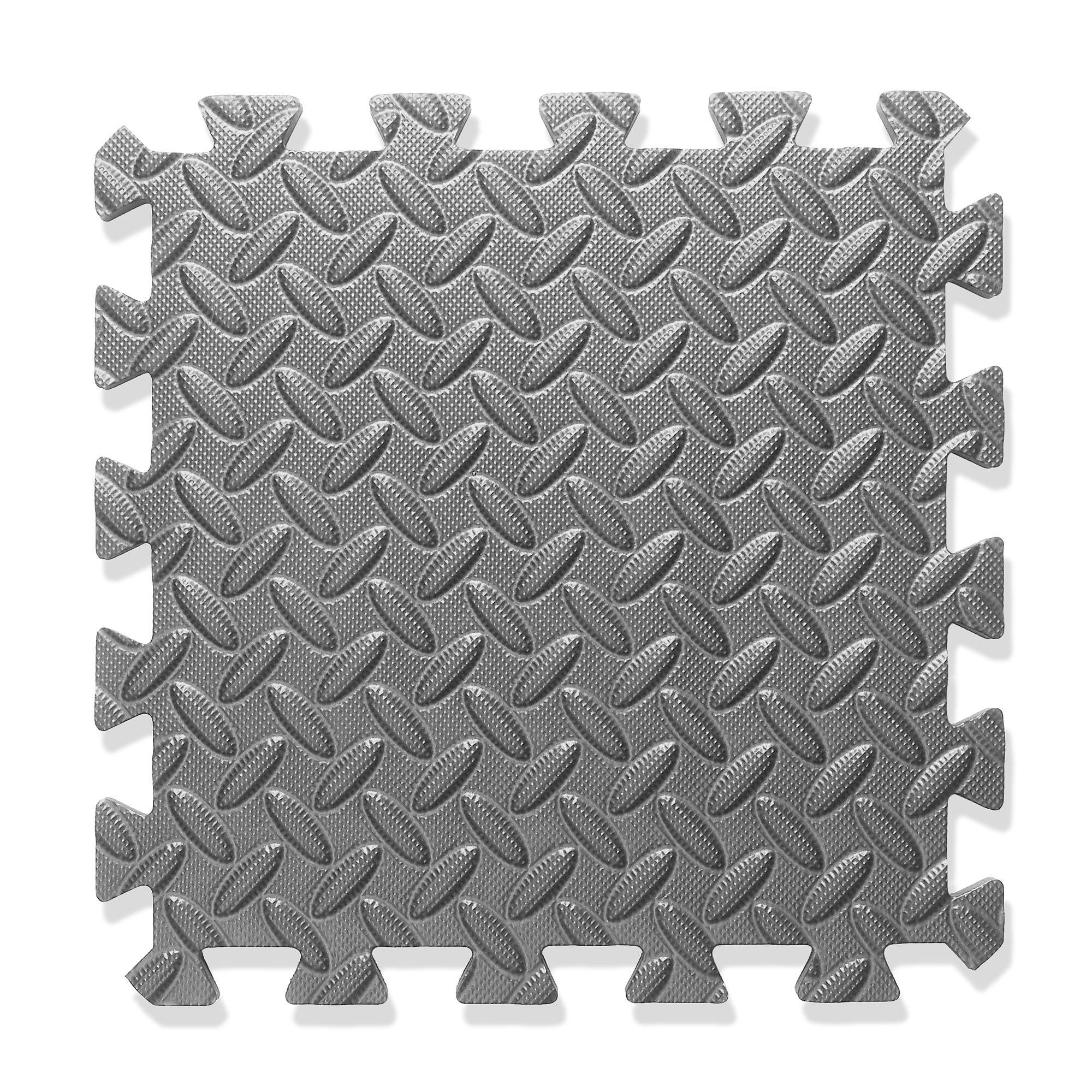 Alt View 4. Philosophy Gym - Exercise Flooring Mats - Foam Rubber Interlocking Puzzle Floor Tiles - Gray.