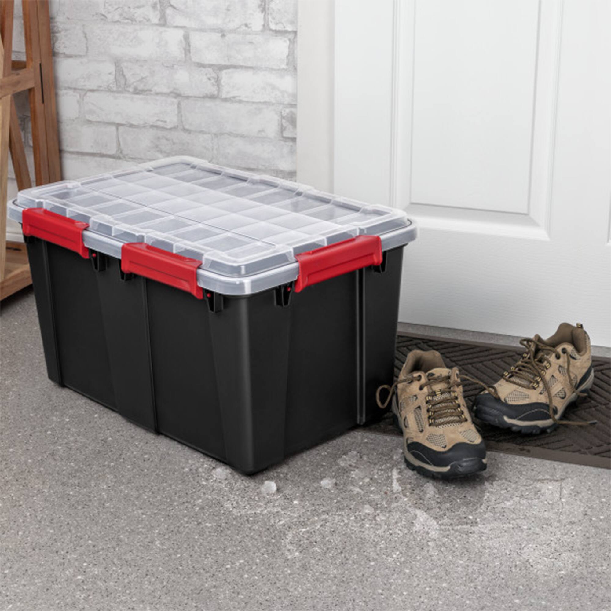 Alt View 2. Sterilite - Sterilite 13.5 Gal Gasket Box, Stackable Storage Container w/ Lid, Black, 4 Pack.
