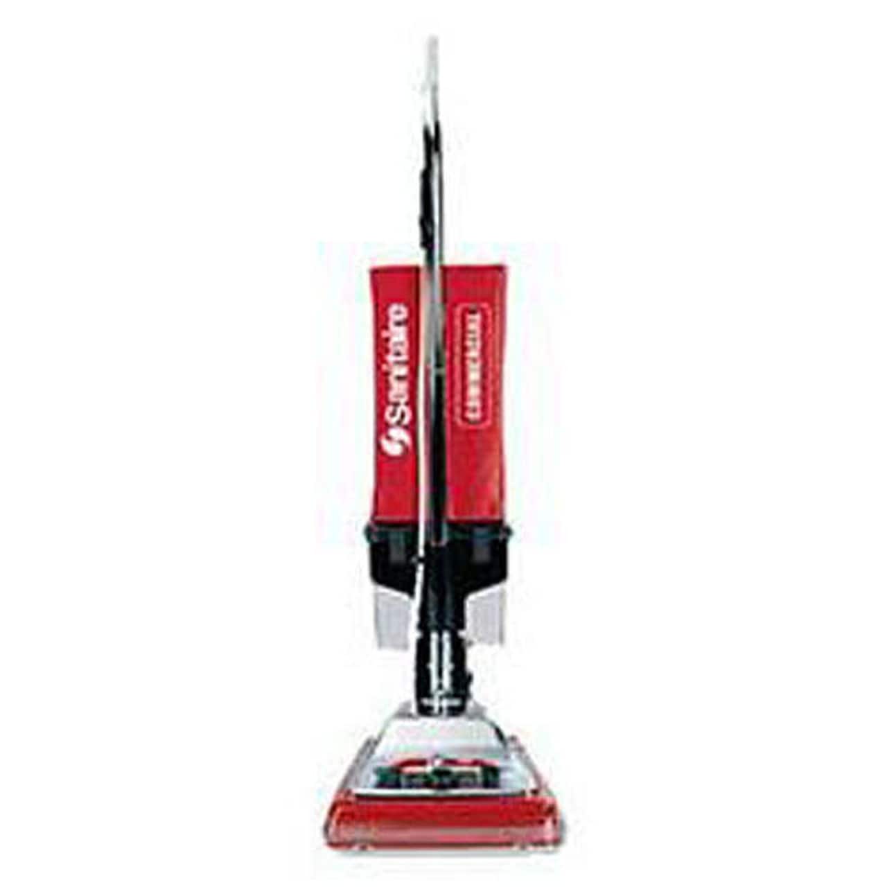 Eureka - Sanitaire SC887E 12" Commercial Upright Vacuum – Bagless with EZ-Kleen Dust Cup, Chrome Hood, 50′ Cord - Red