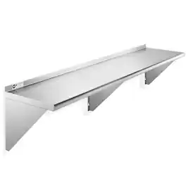 KUTLER - Stainless Steel Shelf - NSF Commercial Kitchen Wall Shelving - Silver